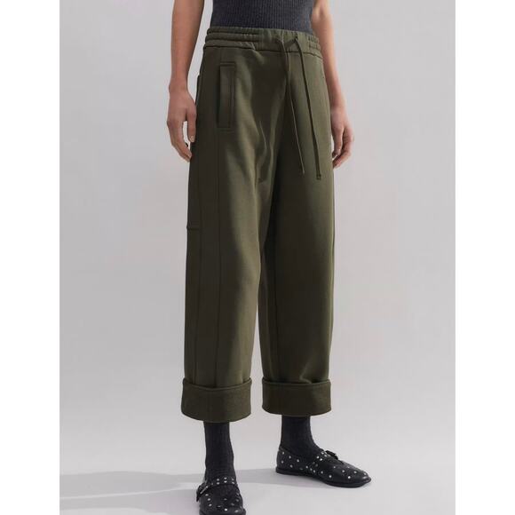 New ME+EM Sweatshirting Joggers Autumn Olive Green Size 2 Extreme Tapered Pants - Picture 6 of 16